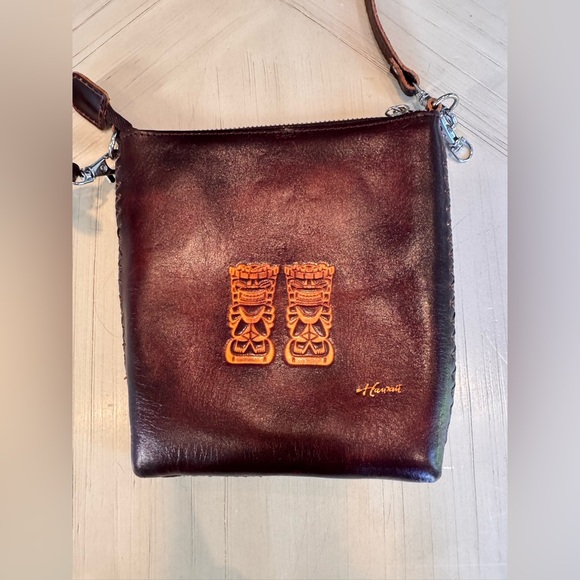 Hawaii Leather Cross Body Shoulder/Crossbody Bag – Brown Handmade Island Leather - Picture 5 of 16